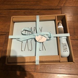 Rae Dunn happy easter cheese board with knife